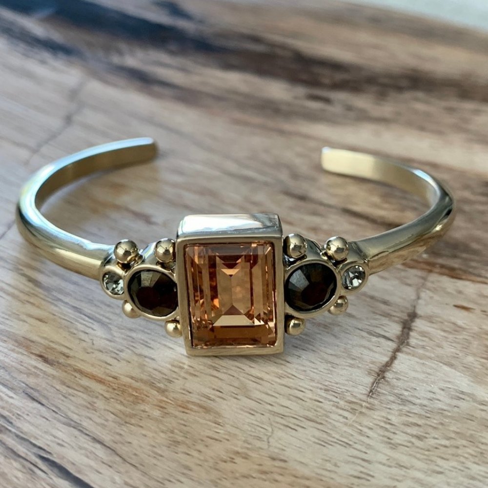 Dyrberg/Kern Binta Swarovski crystal bracelet- huge golden step-cut